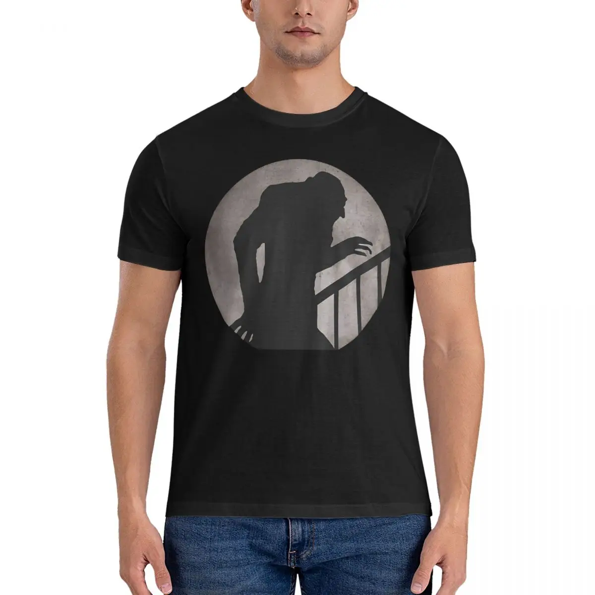 Футболка мужская с коротким рукавом и круглым вырезом, из натурального хлопка