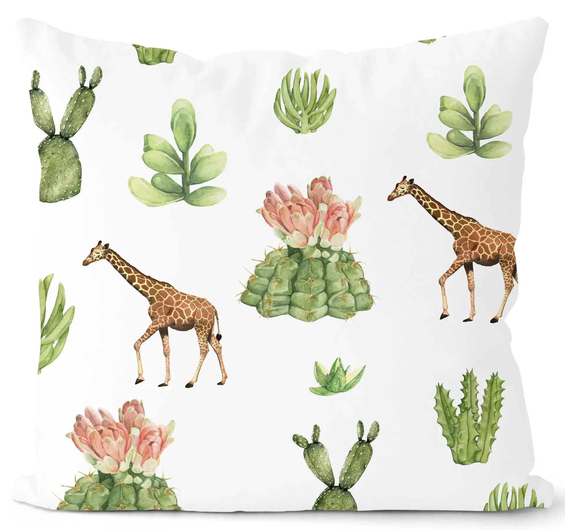 Housse de coussin imprimée plantes vertes et girafe, taie d'oreiller Hipster nordique à géométrie Simple, pour canapé-lit, sièges, nouvelle collection été