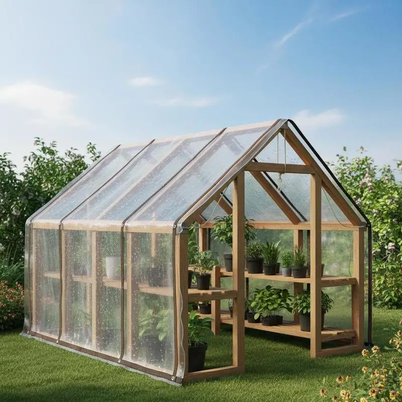 Transparente Pflanzenabdeckung 3x4m PE-Gewächshaus Kältebox aus Kunststoff für Gartenpflanzen