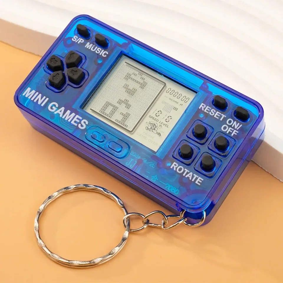 Mini Console Rétro Porte-clés – 128 Jeux Intégrés – Écran LCD – Jouet Anti-stress – Idéal Pour Enfants Et Adultes – Bleu
