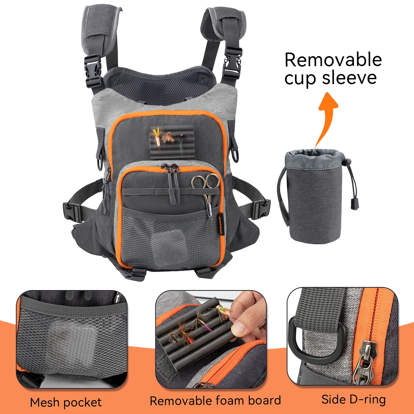 Fly Fishing Bag For Men and Women Fishing Chest Pack Fishing Tackle Boxes Storage Bags Outdoor Ultra Light Vest Fanny Packs 5