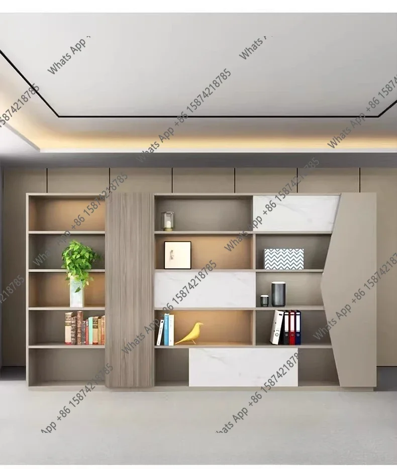 wZ Boss's office light luxury wooden file data file cabinet storage bookcase sub-manager's room background cabinet