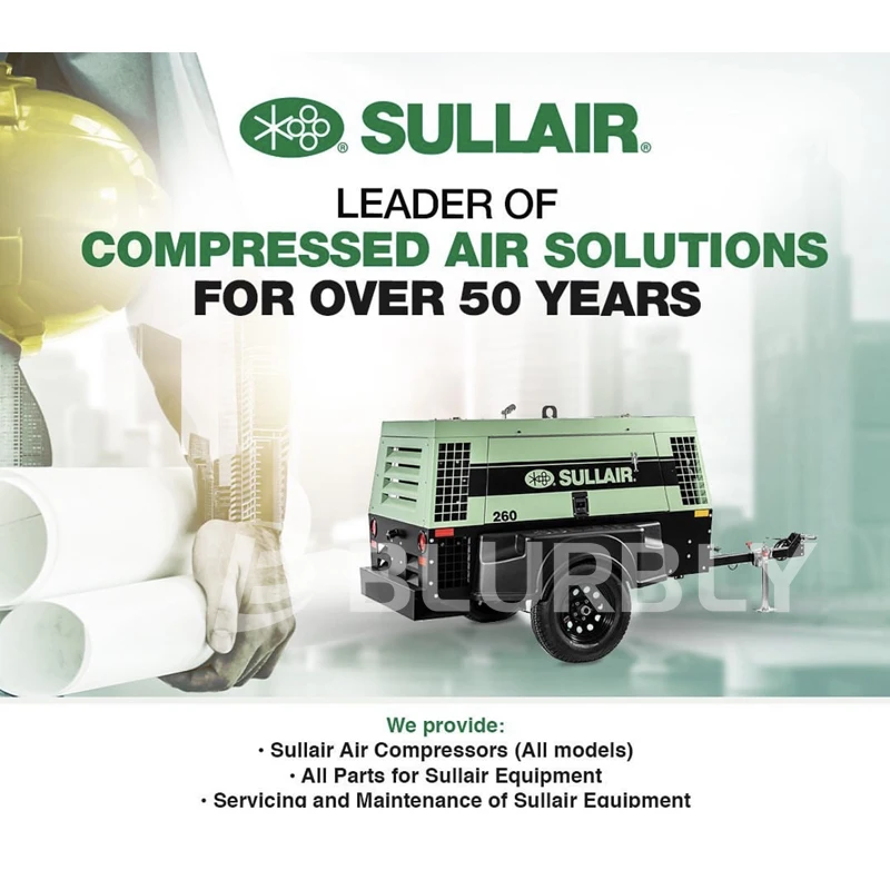 Sullair 260 CFM Cummins Motor 100psi 6,9bar Parafuso portátil Total a bordo Compressor de ar refrigerado a ar para construção de estradas