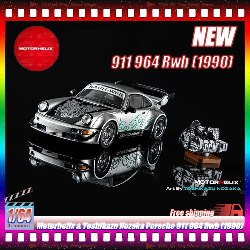 

Новая модель автомобиля 1:64 Motorhelix & Toshikazu Nozaka Porsche 911 964 RWB (1990) — коллекционная выставочная серия, литая под давлением, из сплава, подарок