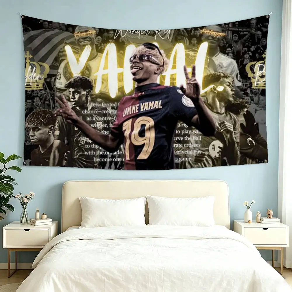 Football Star L-lamine Y-yamal Flags for Bedrooms Home Decor Items Outdoor Decors Garage Decoration Flaga