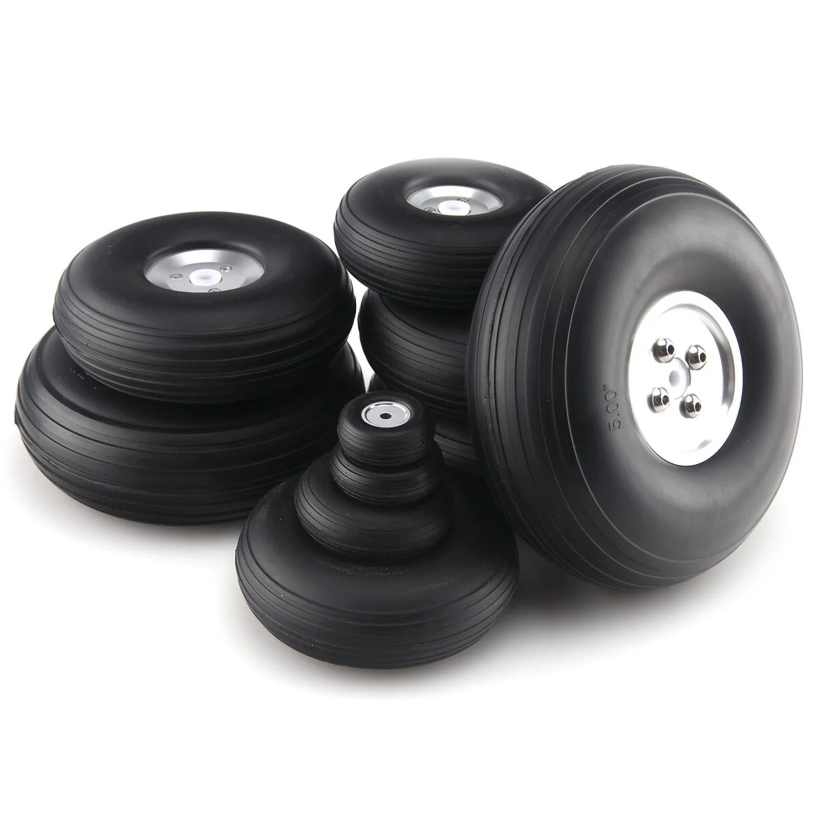 

ZHIPAIJI 1 pair of RC model PU wheels with aluminum hubs multi-size 1" to 5" RC aircraft model accessories