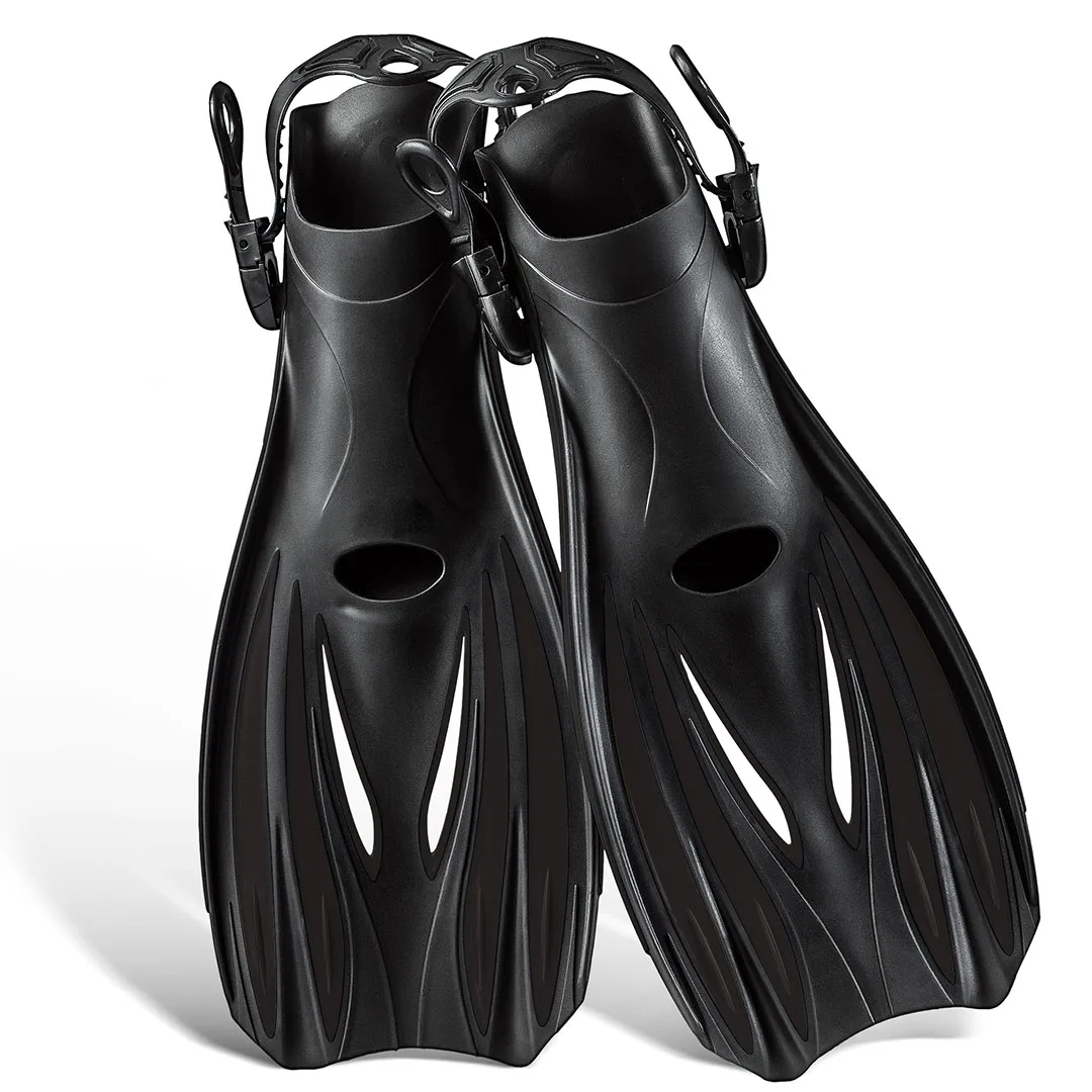 

Snorkel Fins Adjustable Buckles Open Heel Swim Flippers Travel Swim Fins for Snorkeling Diving Swimming Adult Men Womens