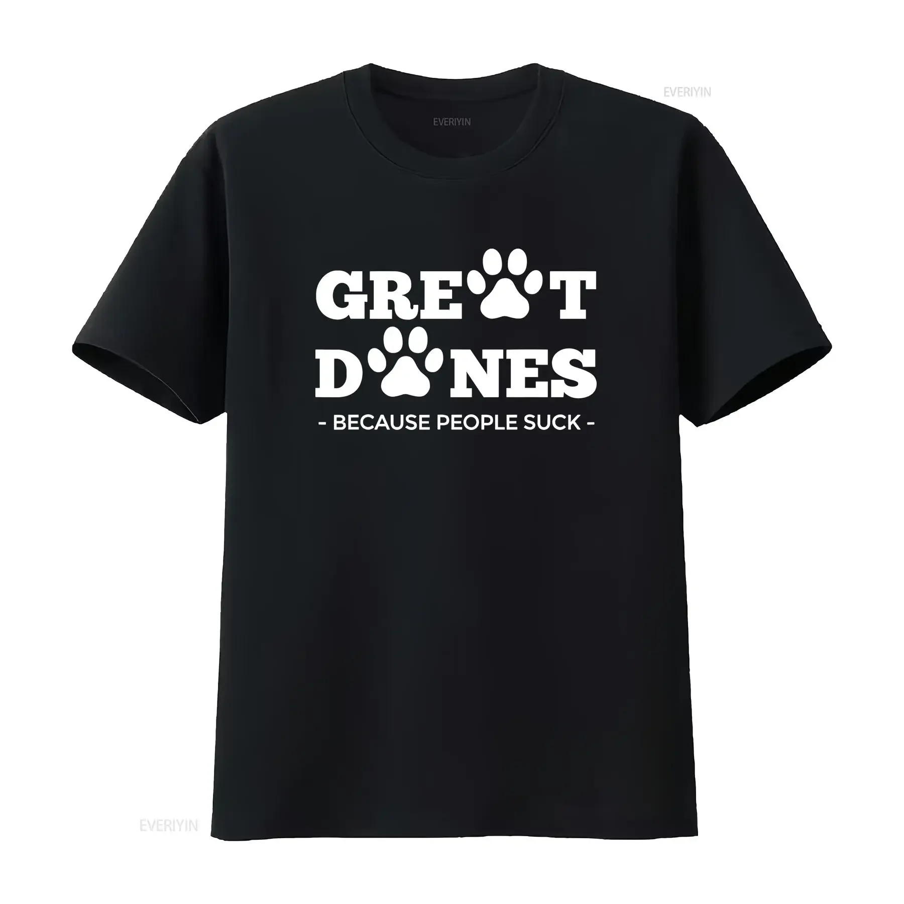 Great Danes Because People Suck Pawprint Dog Dane T Shirt vintage Washed Versatile Top For Everyday Wear streetwear fashion