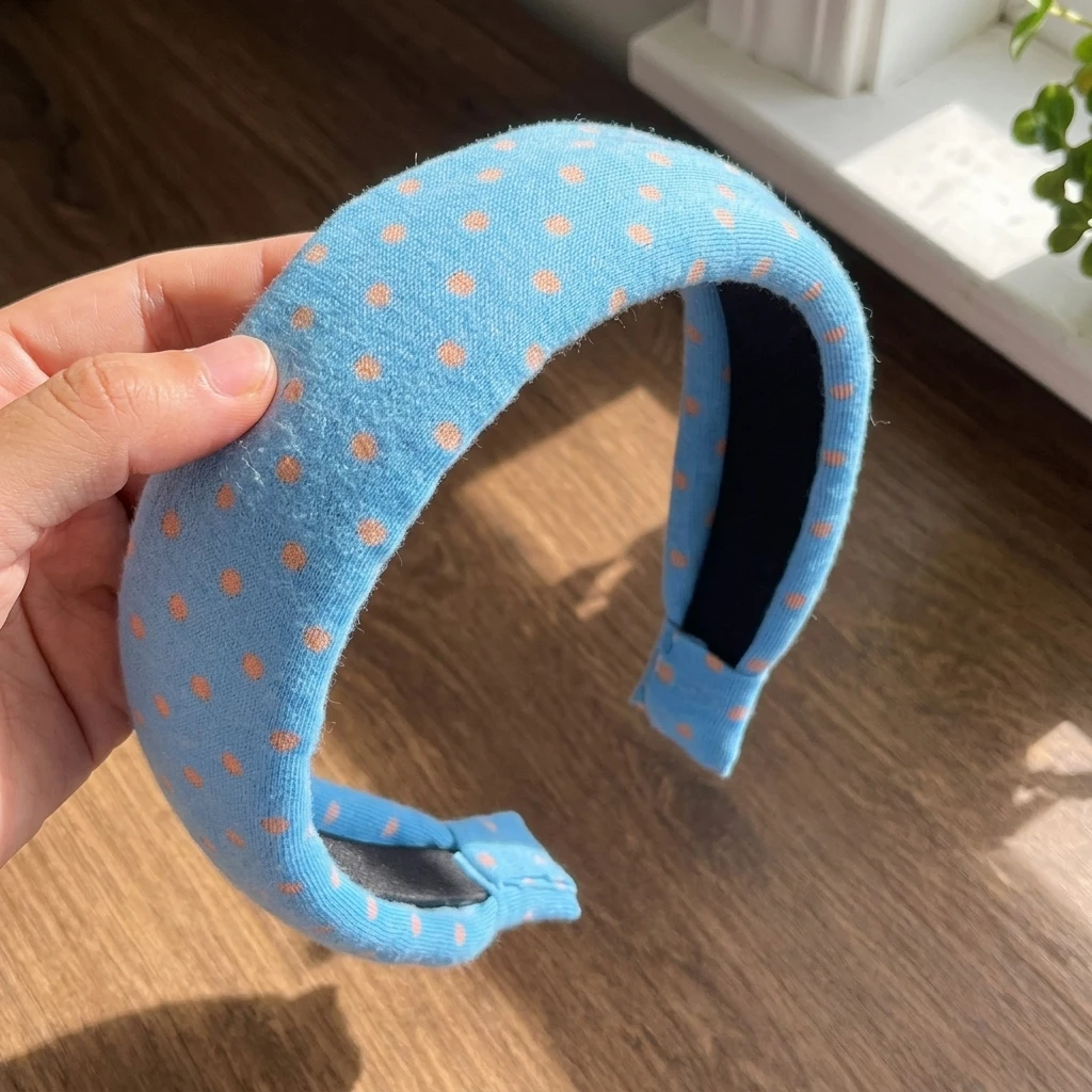 Korean Wave-Point Sponge Hair Band Wide Padded Headwear Colorful Stylish Headband Women Daily Wear Makeup Wash Face Accessories