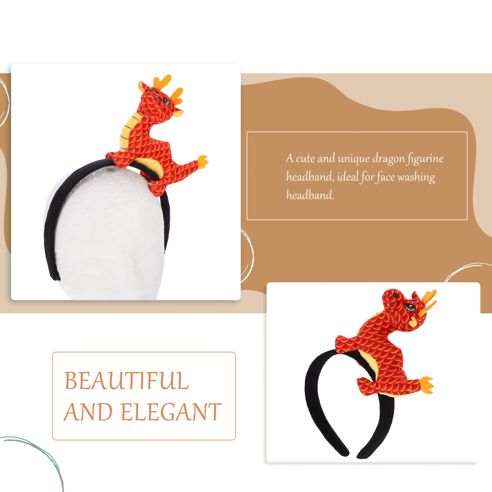 

Trendy Dragon Year Headband New Year Party Accessory Comfortable Hairband for Adults Adults Headbands Party Headband