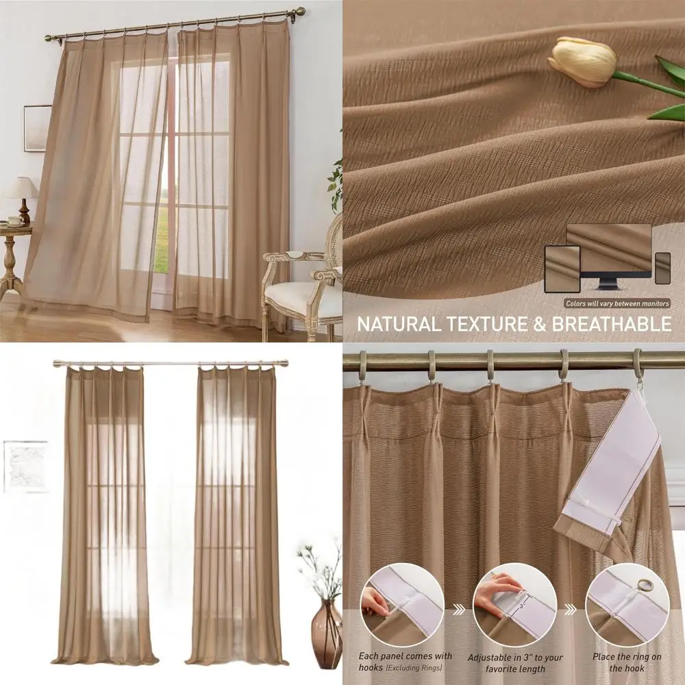 

Sheer Sliding Door Curtains Set - 2 Piece, Pinch Pleated, Light Filtering, W60xL102