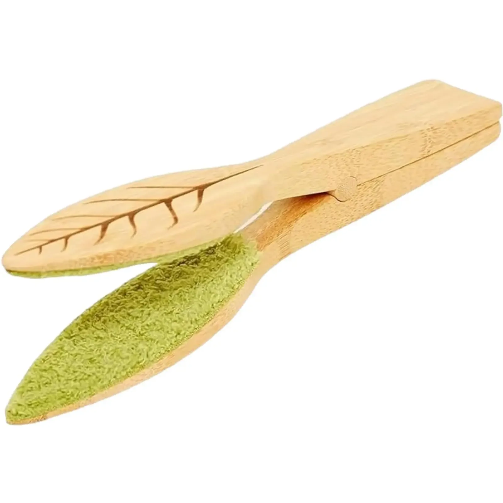 Portable Cleaning Pliers Cleaning Brush Handheld Creative Leaf Wooden Tools Potted Plants