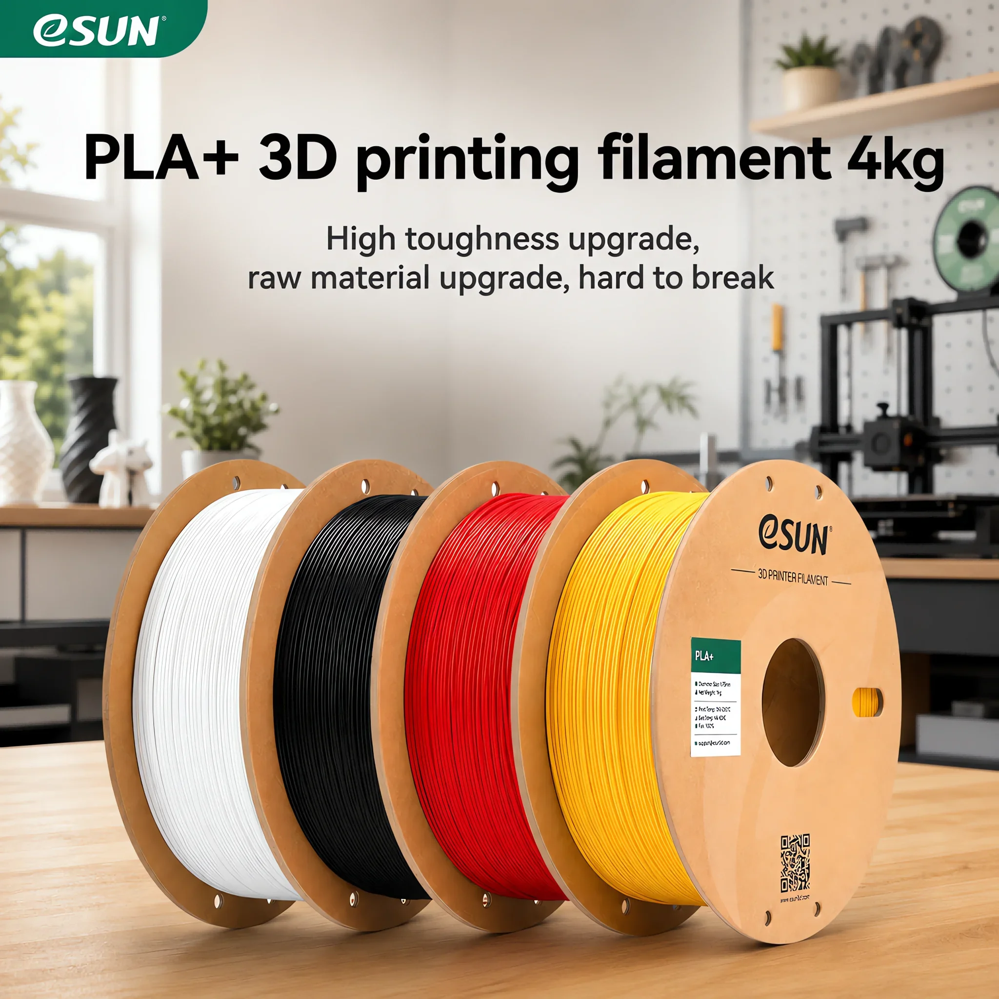 ESUN Hochfester PLA+ 4kg 3D-Drucker-Filament in verschiedenen Farben, einfach zu drucken, verbesserte PLA-Materialien für FDM/FFF 3D-Drucker, schnelle Lieferung.