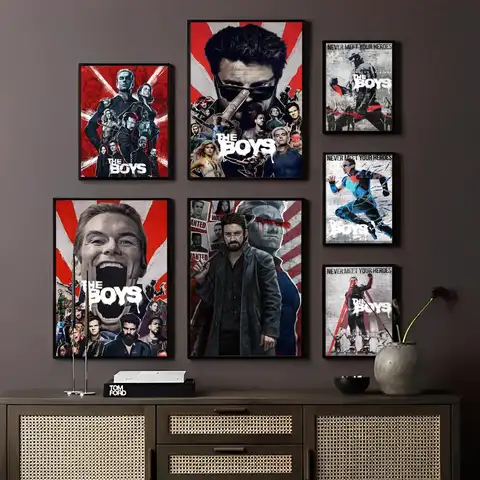 Póster de papel blanco de Anime The Boys, pegatina de pared elegante para sala de estar, decoración de Bar, pegatinas artísticas de pared, pintura estética