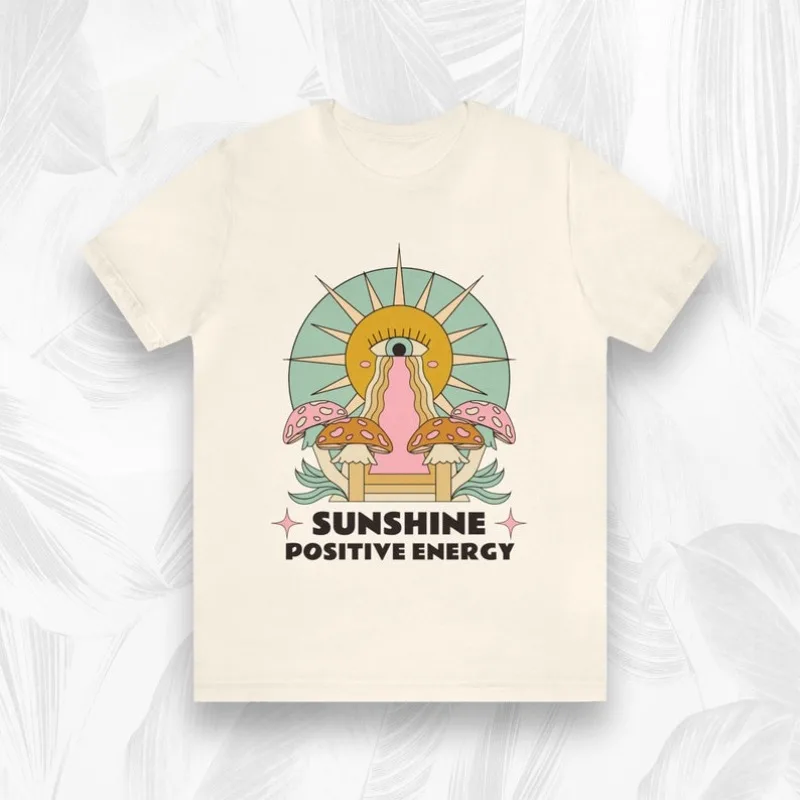 

00013336#A-Trippy Mushroom Shirt | Sunshine + Positive Energy | Psychedelic Graphic Tees