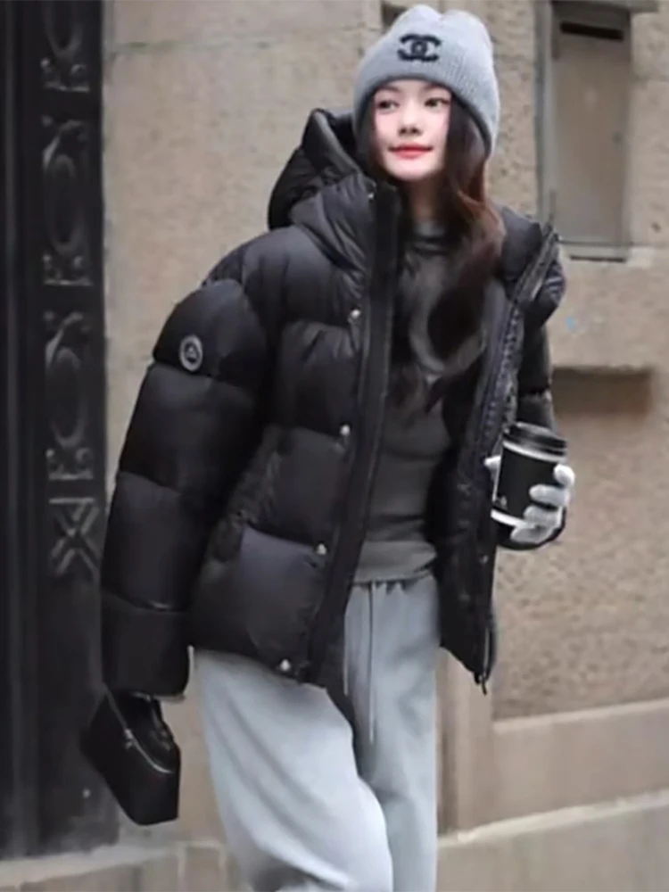 

ort Ultra-Thi Cotton Jaet Women's Faion Design Hooded Versatile Trendy Korean Sle Loose Fit Long Sve Stand Collar