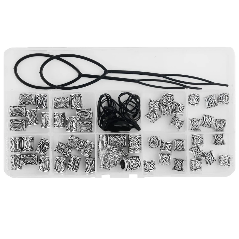 66pcs Scandinavian Runes Symbol Jewelry Set Practical Alloy Fashion Hair Decoration for Theme Parties and Drop shipping