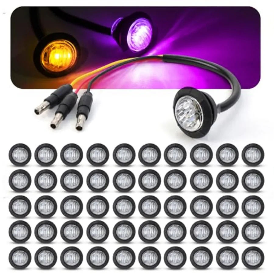 

Pcs Multi-Color 3/4 Inch Mini Round 2 LED Side Marker Indicar Clearance Light Dual Colors 12V DC, 3 Wire, for Truck Trailer Boa