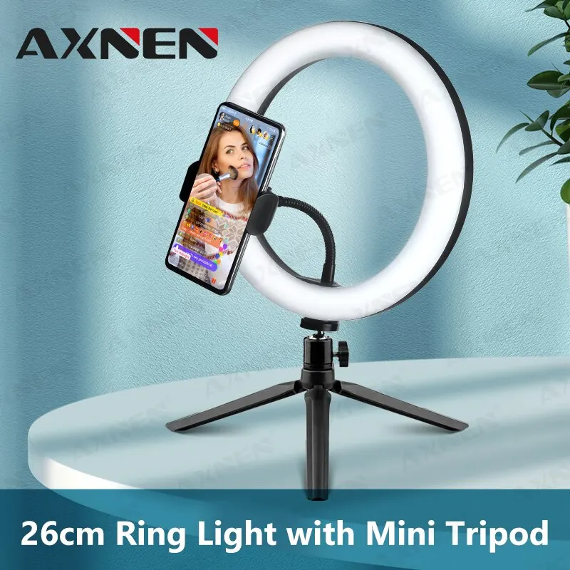 26Cm 10Inch Led Selfie Ring Licht Ronde Ring Lamp Met Telefoon Houder Fotografie Vul Verlichting Met Statief Voor Youtube Live Video