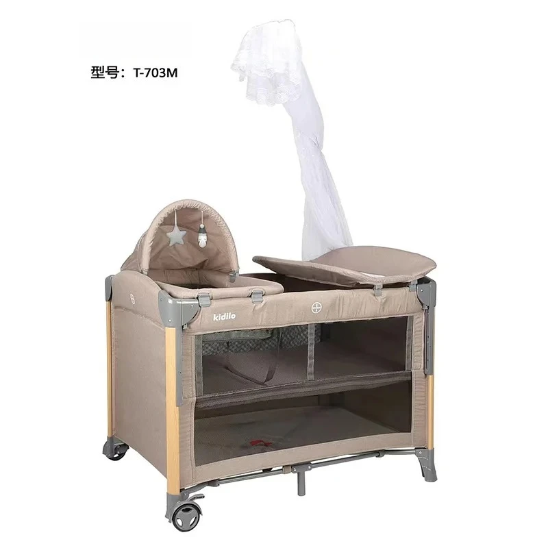 الفاخرة السرير سرير الوليد طوي السفر لعب الطفل سرير محمول 3 في 1 مجموعة الحديثة ناموسية لغرف النوم T-703M
