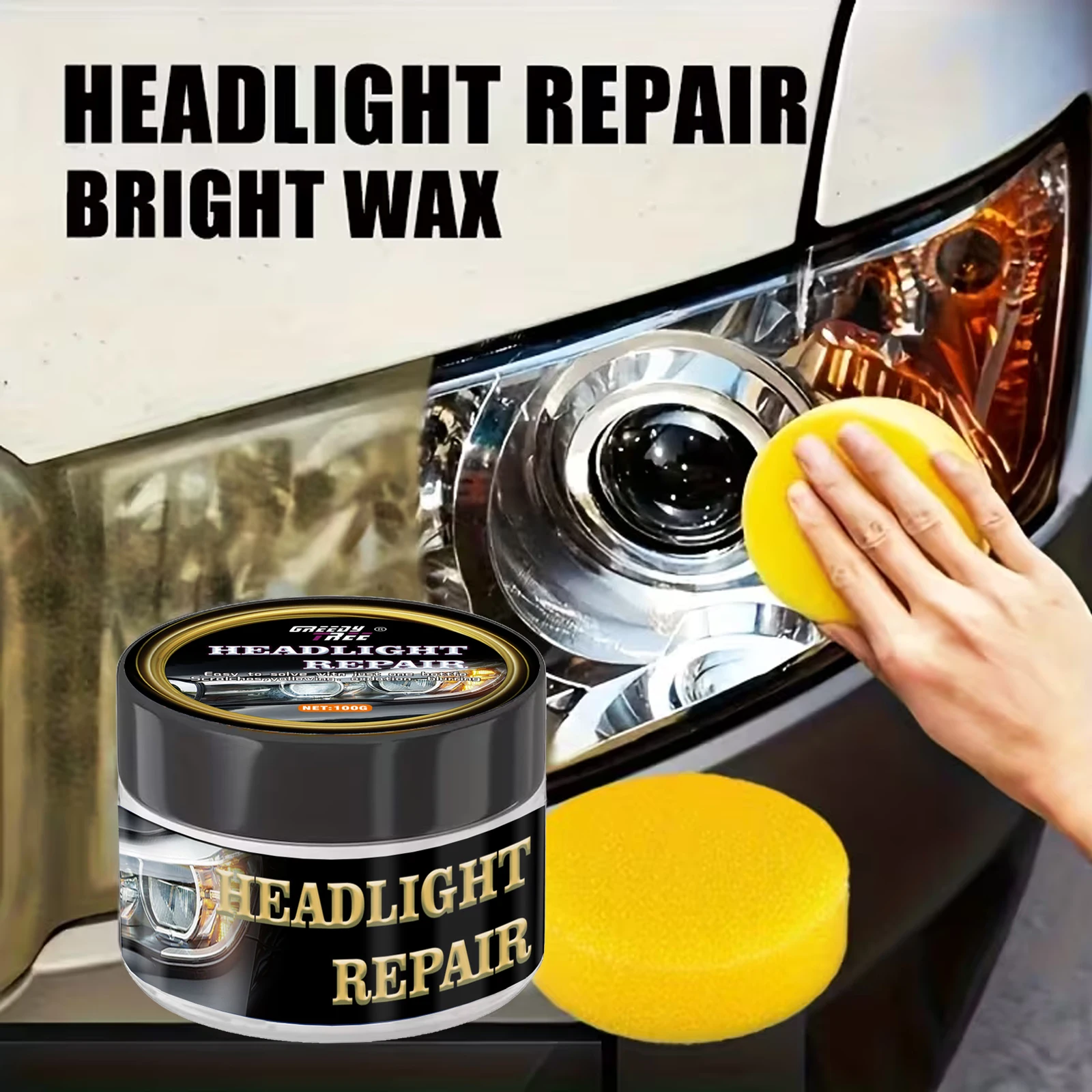 Universal Headlight Repair Kit - Car Headlight Polishing Paste - Remove Oxidation, Restore Clarity, Easy to Use, No Need to Poli
