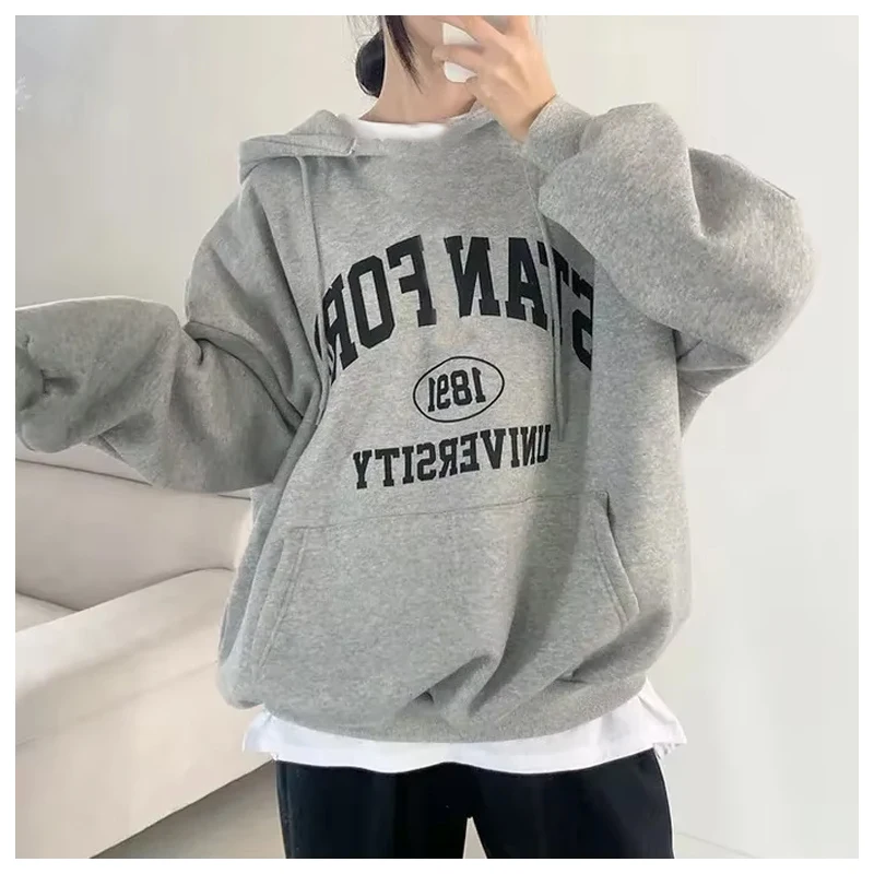 Sweat à capuche zippé doublé sourire pour femme, lettres japonaises fines, vêtements d\'automne et d\'hiver, haut épais, grande taille K