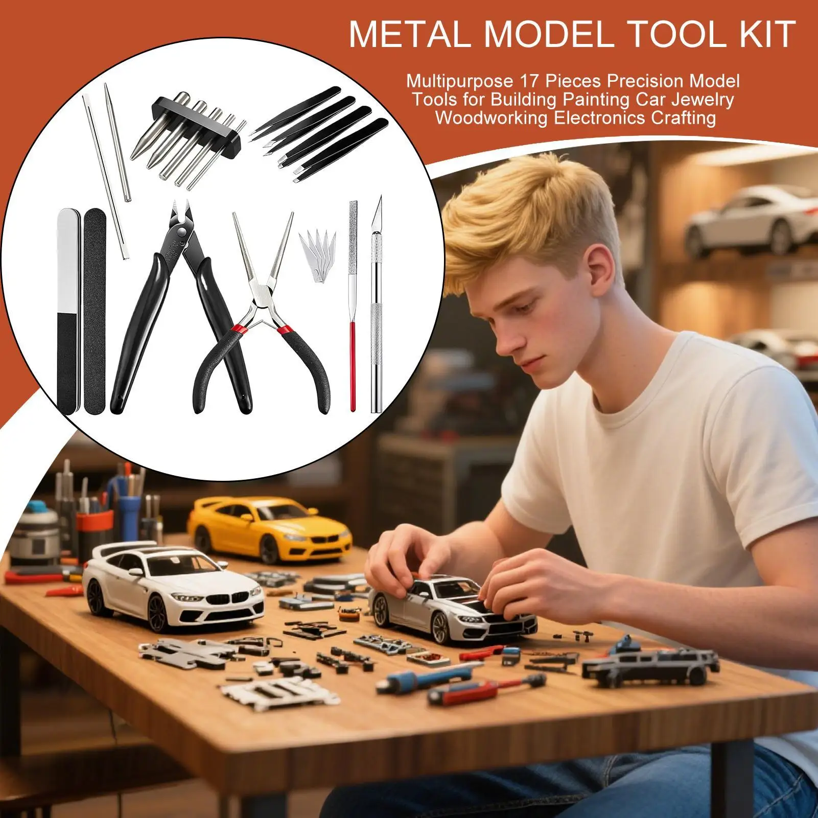 Kit de modelo de ferramentas modelador rebarbação kit multiuso 17 peças ferramentas modelo precisão para construção pintura carro jóias carpintaria
