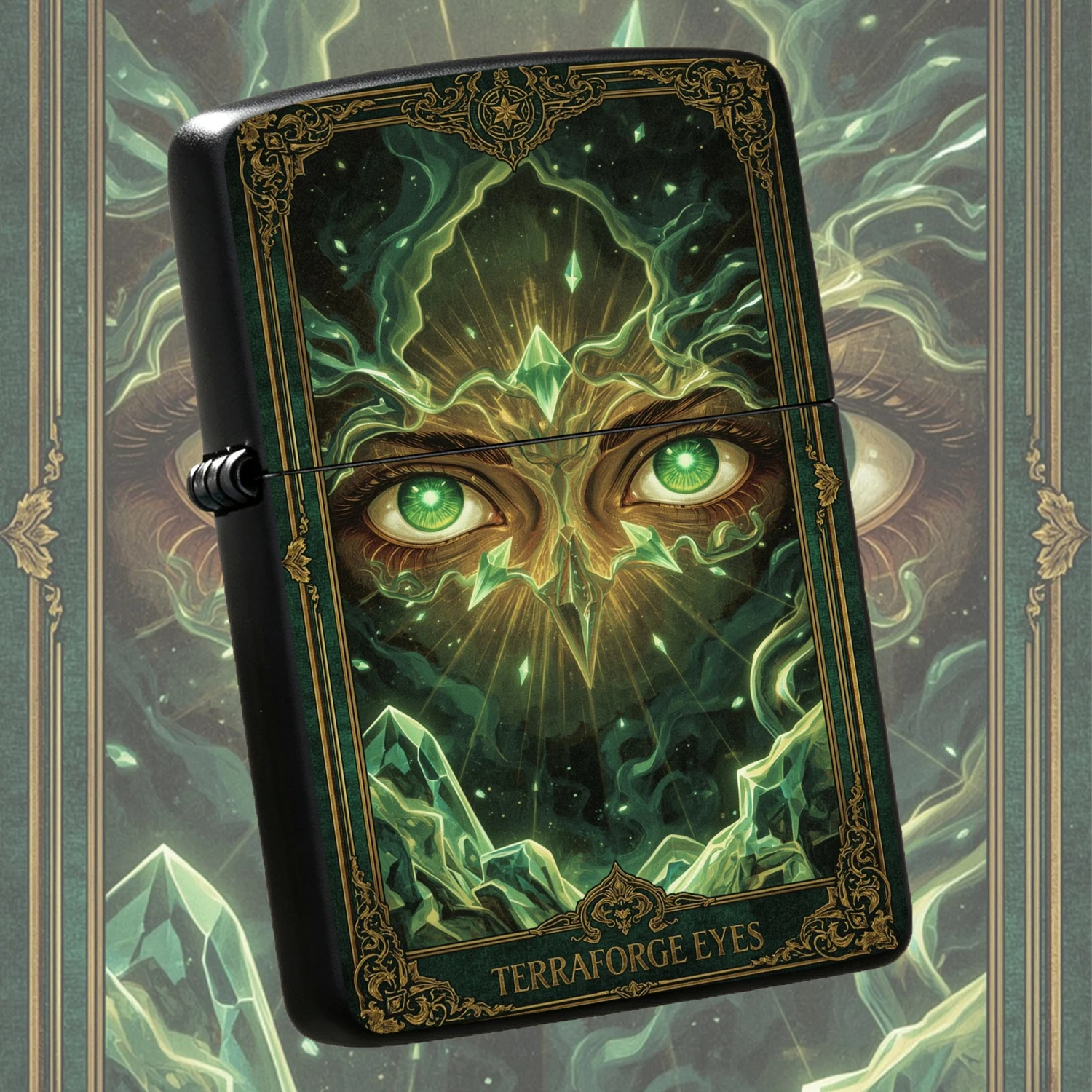 Vintage Collectible Lighters - Vintage Tarot Card Style Terraforge Green