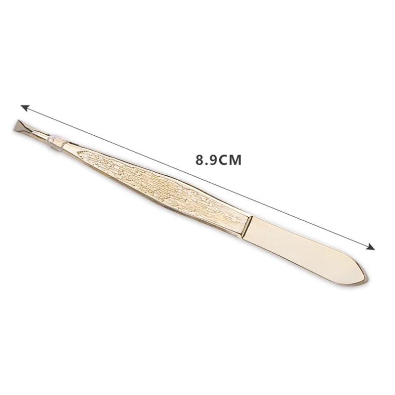 Professional Gold Eyebrow Tweezers Eyelashes Hair Beauty Slanted Stainless Steel Tweezer Makeup Tool for Face Hair Removel