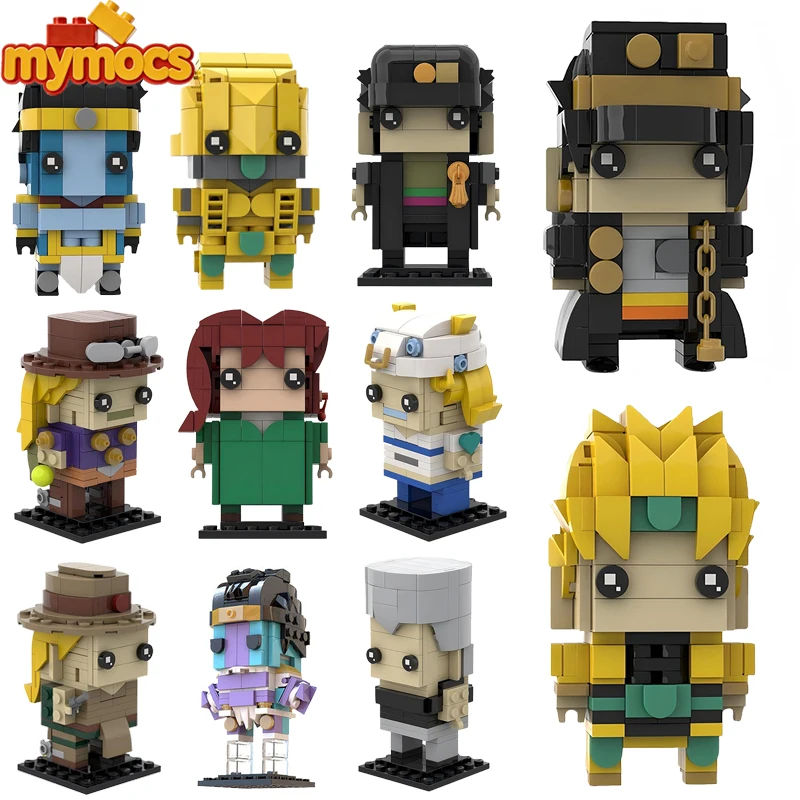 Mymocs Ideas JoJo Anime Figures Adventure Bricks Headz Sets MOC Jonathan Jotaro Kujo Dio Brando Dolls Building Blocks Toys Gift