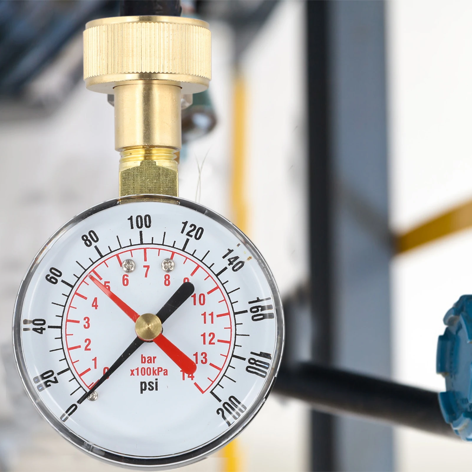 Water Pressure Gauge 0-200 PSI with 2-1/2 Inch Brass Body and 3/4 Female Hose Thread for Accurate System Readings