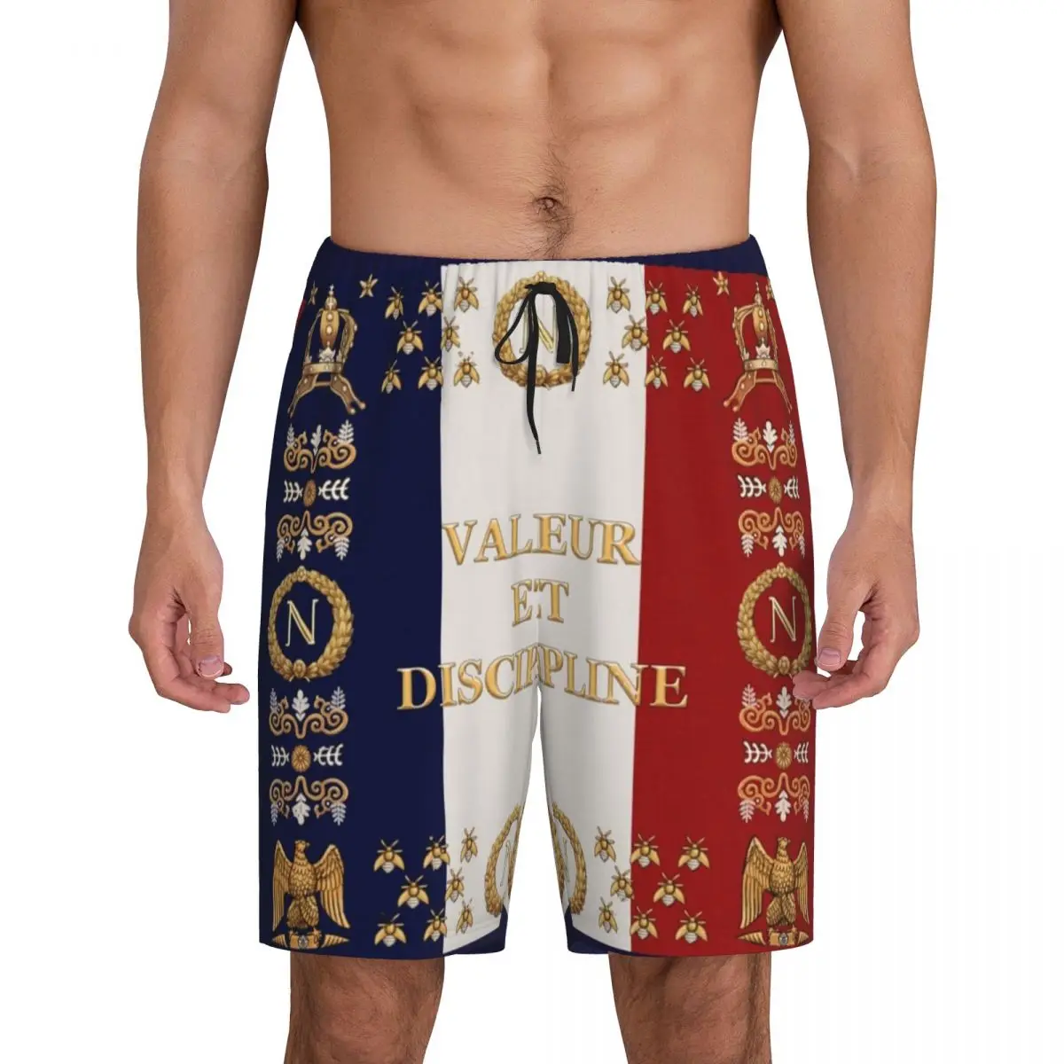 

Мужские короткие пижамные шорты с принтом флагов французских неполничьих полков времён Наполеоновской эпохи, для сна и отдыха