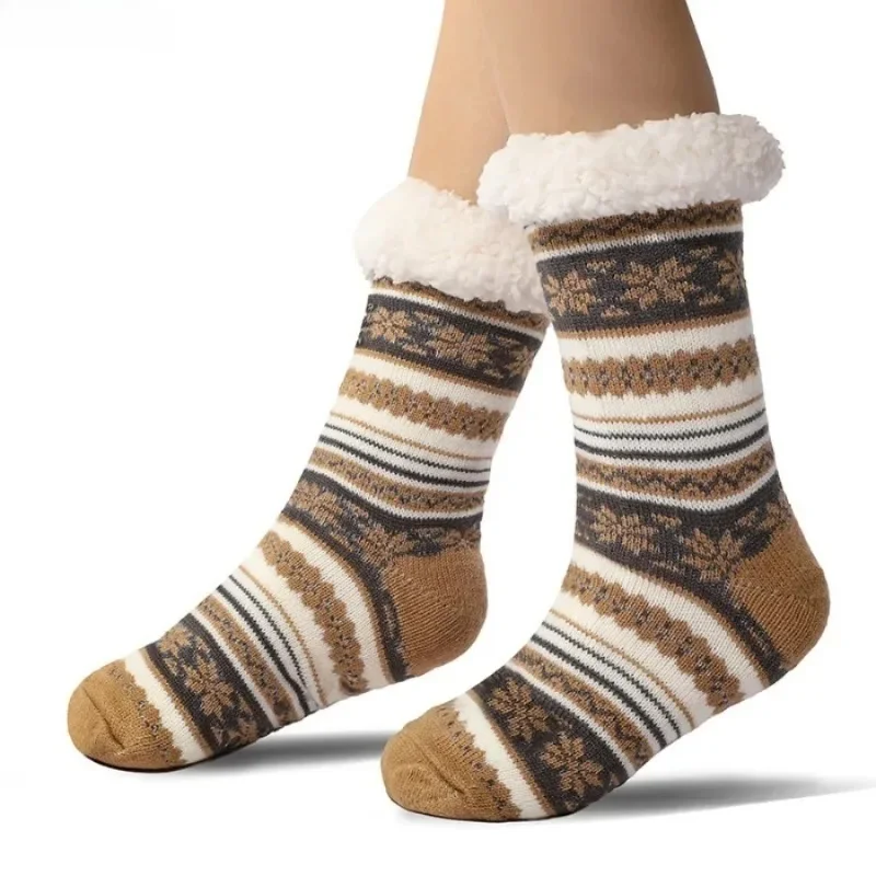 Flauschige rutschfeste Socken für Herren, gestreift, für den Winter, warm, kurz, verdickt, zum Schlafen zu Hause, thermisch, weich, rutschfest, flauschige Socken für Herren
