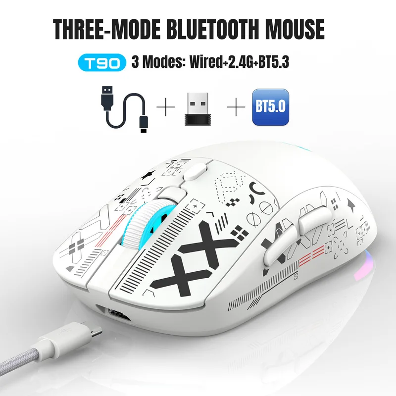 New Tri-Mode Bluetooth 2.4g Wireless Mute Mouse Multi System Compatible Plug Play Rgb Light-Emitting Charging Mouse Game Office