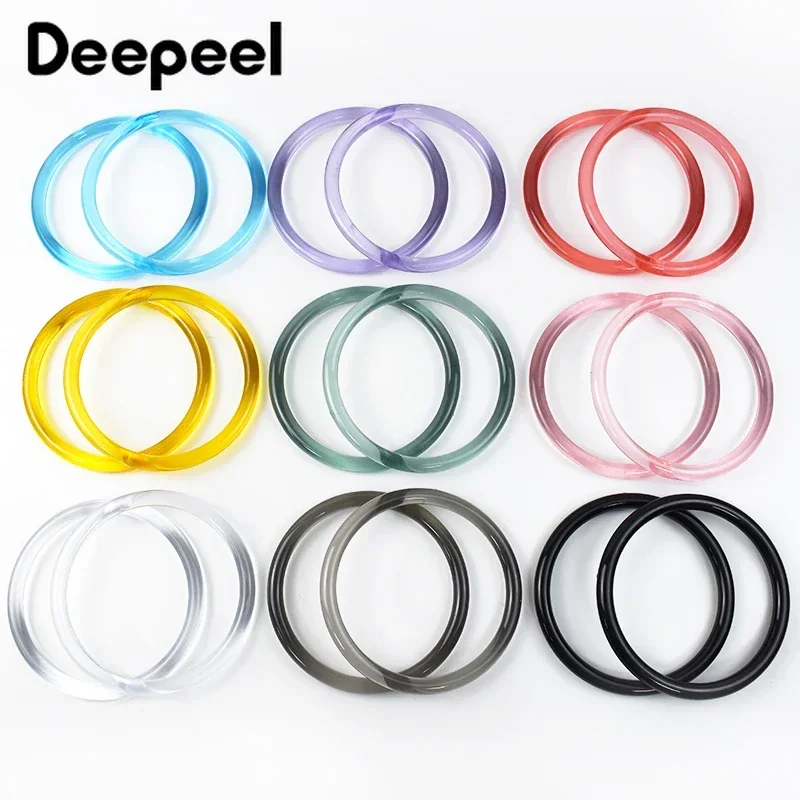 2/4Pcs Deepeel 10cm Acrylic Transparent Round Bag Handle Plastic Handbag Purse Handles Resin Wristband DIY Handmade Accessories