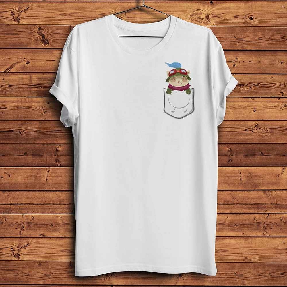 Teemo in Pocket Funny 3d Vision T-Shirt,Men Homme Summer White Casual Short Sleeve Cool Gamer Tshirt,unisex Tee Breathable Print