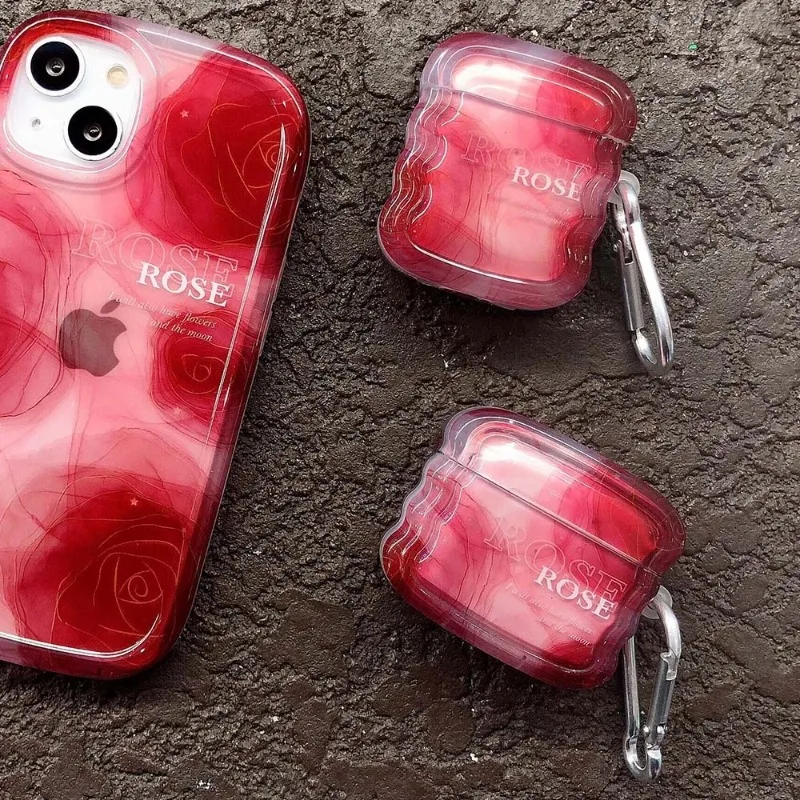 Чехол для наушников INS Halo Dyeing Red Rose для AirPods Pro 2, чехол с волнистым градиентом, фиолетовый, черный, всплеск чернил, чехол для AirPods 1 3, сумка для гарнитуры