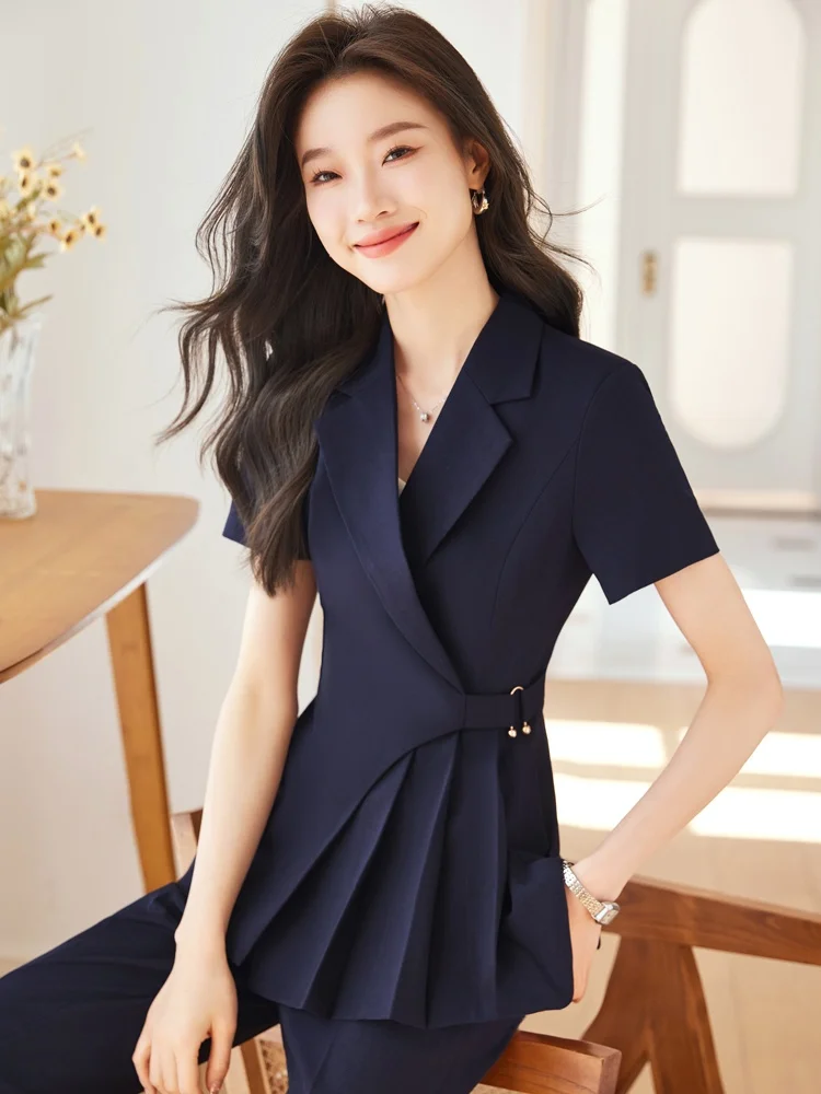 Summer Professional Short Sleeve Suit Women's Formal Occasion Hotel Manager Jewelry Store Work Uniform High End Elegant Style
