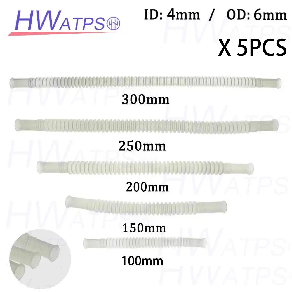 

5 шт. ID: 4 OD: 6 размеров: 100 150 200 250 300 для топливного насоса, пластиковая универсальная нейлоновая трубка, сильфонная гофрированная труба