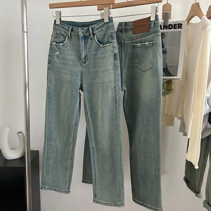 

Waist Street Casual Jeans Y2K Vintage Streetwear Women Harajuku Denim Pants Streetwear Fashion Wide Leg Denim Trouser