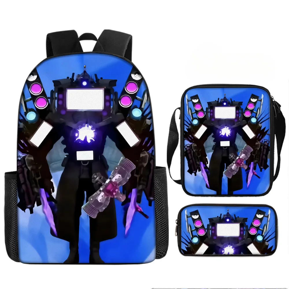 Cartoon backpack Skibidi toilet person VS monitor person Elementary school children's backpack shoulder bag pencil case