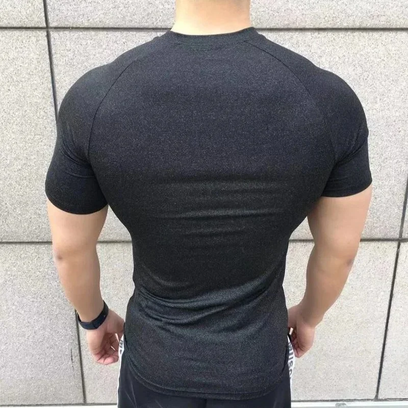 gyms Tight sports T-shirt  Men Summer Short Sleeve Fitness T Shirt Running Gym Compression T Shirt High Quality elasticity Tops