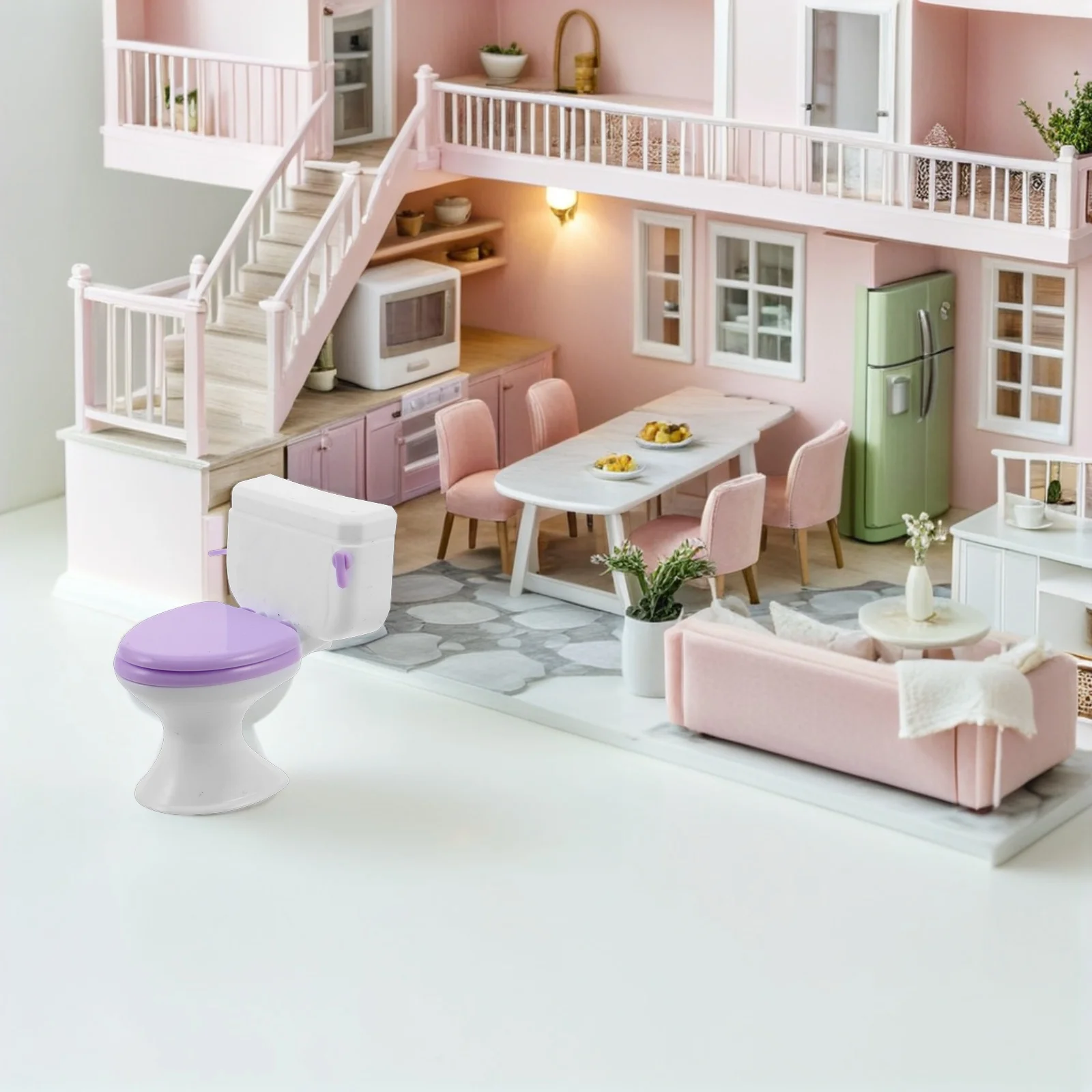 

10 Pcs House Mini Toilet Dollhouse Bathroom Furniture Miniature Accessories Plastic