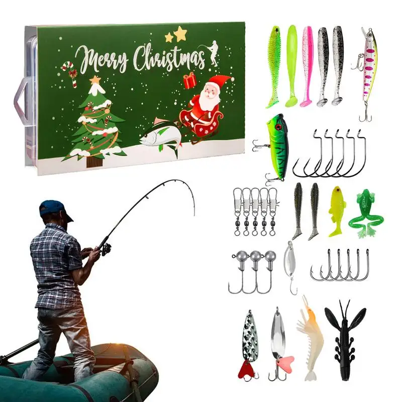 Christmas Fishing Lures Set Fishing Tackle Advent Calendar Gifts Box Christmas Countdown Calendar Fishing Baits Xmas Gifts