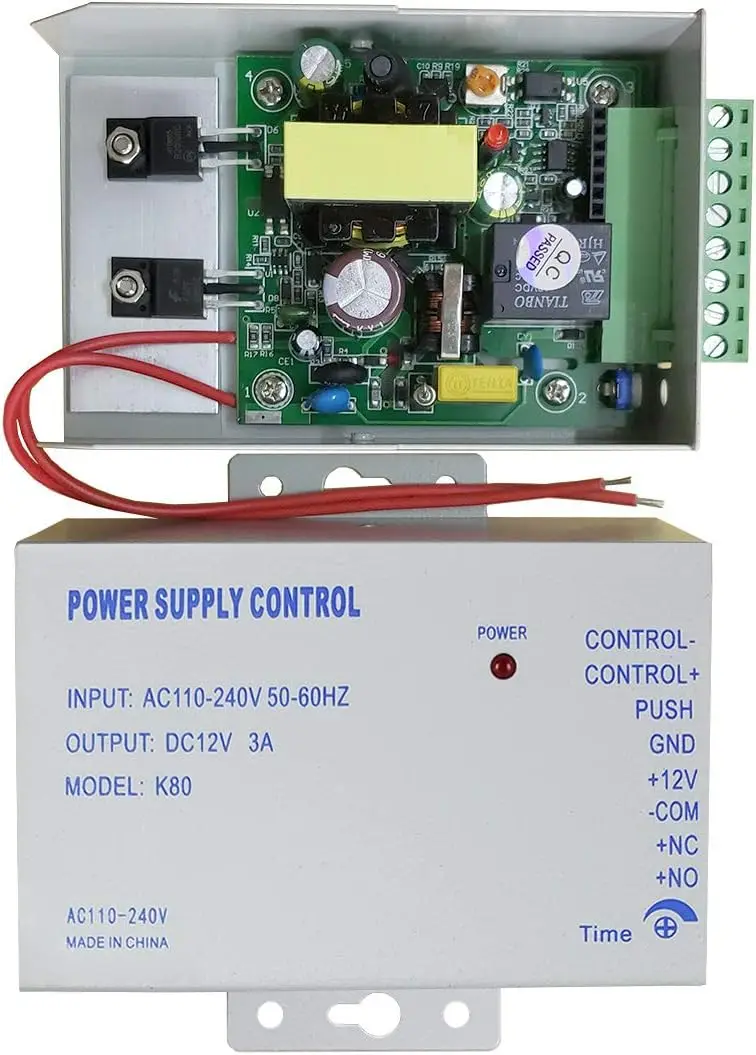 Control de fuente de alimentación K80, sistema de Control de acceso de puerta, cerradura magnética, Control de fuente de alimentación, CA 110-240V a cc 12V