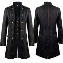 

Men's Coat Solid Color Fashion Steampunk Vintage Stand-up Collar Clother