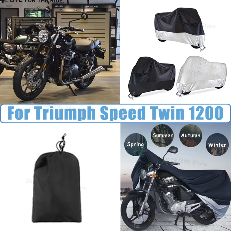 210D Oxford Motorcycle Cover Waterproof All Season UV Protection For Triumph Speed Twin 1200 Anti-Tear Windproof Motorbike Cover