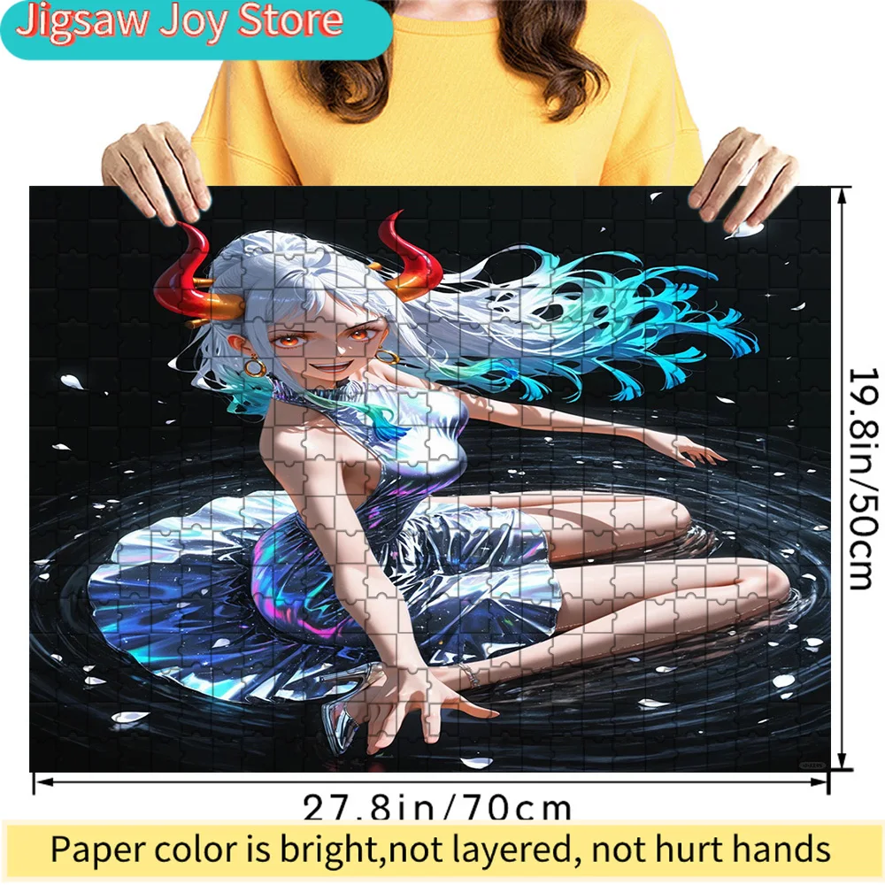 

One Piece Yamato White Blue Hair Galaxy Dress Water Scene Art Paper Jigsaw Puzzle, Wano Country Character Decor, Collectible Gif