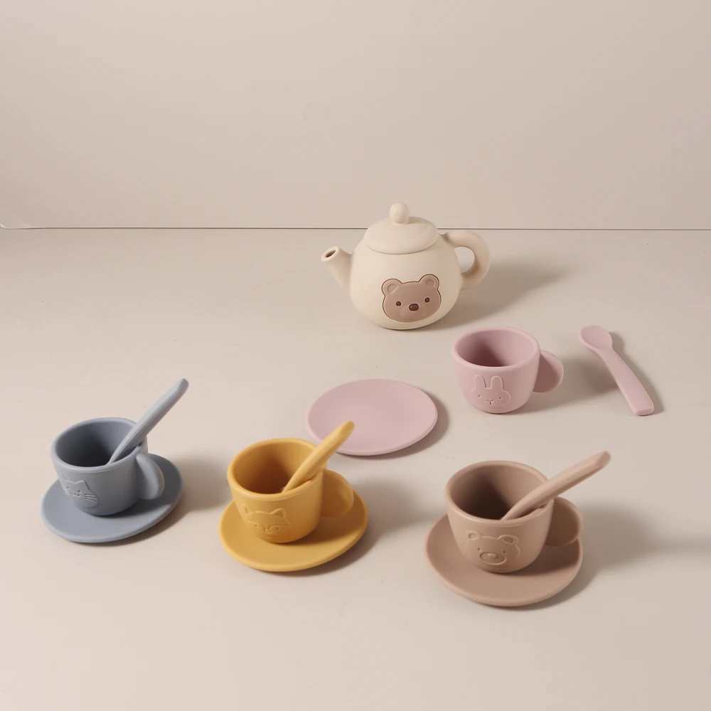 

13pcs set Educational Learning Toys baby Silicone Tea play Set Toys Play Toys Kids Food Grade Silicone Tableware Cups Set