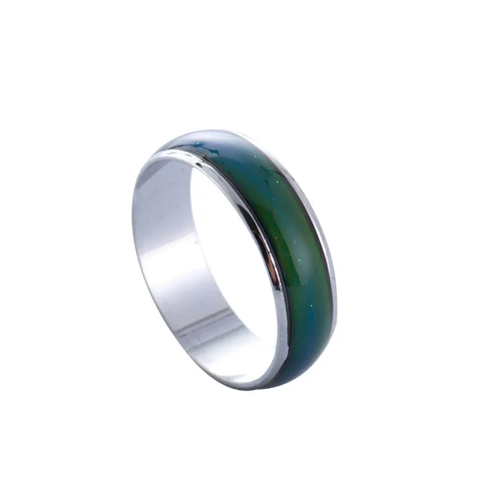 1Pcs Mood Ring Color Changing Finger Ring Metal Simple Round Band Birthday Valentine Gift Inner Diameter 16Mm Charming Unique